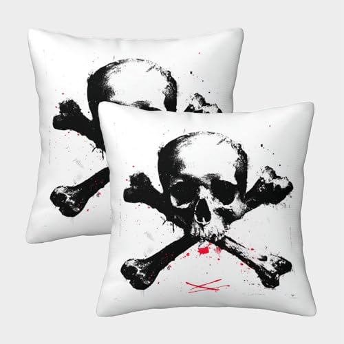 Impresión 3D Cráneo de Heavy Metal Fundas Cojines Fundas De Cojín Decorativa Cuadrado Almohada De 2 Funda para Cojines Decorativos para Sofá Cama Coche Hogar 45x45cm