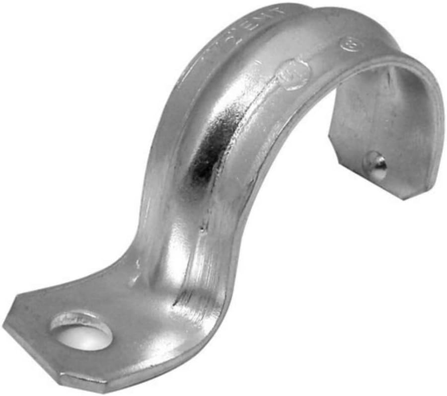 EMT Pipe Strap – 1 Hole – 1-1/4 Inch - Secures EMT Conduit - Zinc-Plated Steel - Reinforced Rib, Hole – Snap-On Installation - 125 Pack