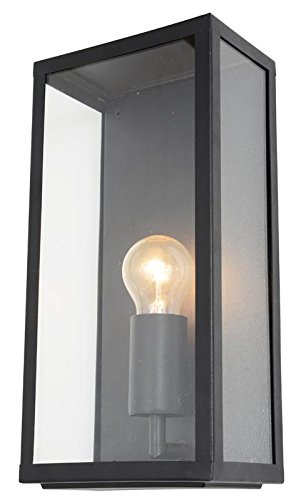 Minerva Box Lantern Black, Depth 100mm, Indoor/Outdoor Use Outdoor Use, LED, Length 330mm, Light Source 1 x ES 60W GLS Lamp, Lighting Type Wall Lights, Outdoor, Plug Type Hardwired, Power Source Mai
