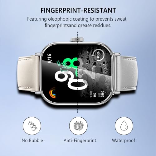 Pollachi [3 Pezzi Vetro Temperato per Redmi Watch 4,Durezza 9H Anti Graffio,Anti-Impronte Senza Bolle,Pellicola Protettiva per Redmi Watch 4