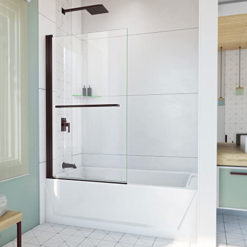 Dreamline Aqua-Q Swing 34 In. W X 58 In. H Frameless Tub Door In Oil Rubbed Bronze #TOP10
