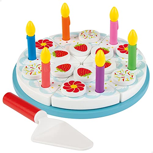 WOOMAX - Set tarta de cumpleaños de madera 26 pcs +24 m (49335)