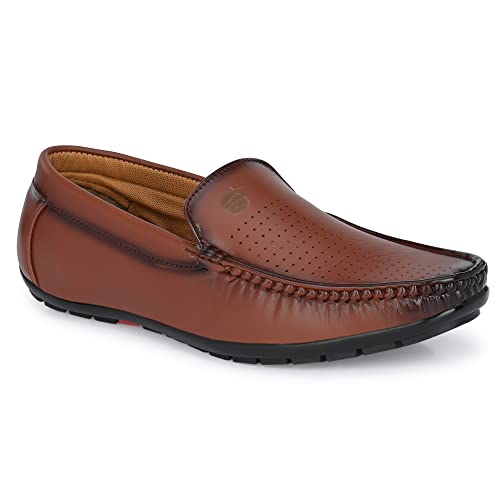 Image of Stylelure Men Synthetic Leather Perforations Suede Loafers