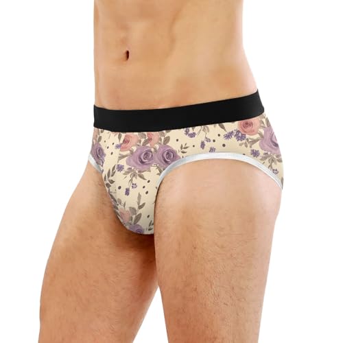 Classic Men's Underwear Briefs Retro Rose Flower Wildflower Breathable and Soft Comfort Triangle Underwear Men4