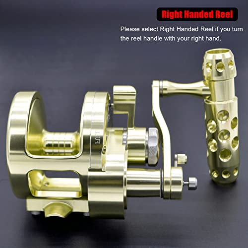 Camekoon Lever Drag 2 Speed Multiplier Reel, One-Piece Aluminum Frame And Cold Forged Aluminum Spool For Conventional Saltwater Slow Jigging Fishing #TOP1