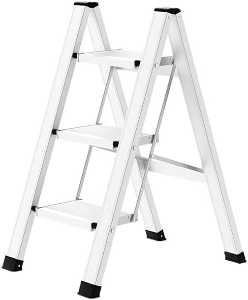 Stepladders Folding Ladder with Wide Pedal Aluminum 3 Step Stool Step Ladder Portable Extension Ladder for Home,Office,Kitchen with Anti-Slip Wide Pedal (Color : B, Size : 35.0IN)