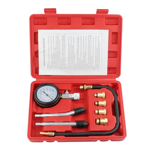 Ninabei Comprobador de compresión de cilindros para motores de gasolina test rápido y preciso medidor de compresion motor con adaptadores M10 M12 M14 M18 presión 20bar/300psi para coches motos y cami