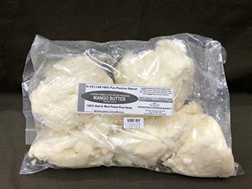 GREENandORGANIC PREMIUM Organic Unrefined Raw Virgin MANGO BUTTER 100% Pure Cold Press 2Lbs/32oz Bag Grade A Non GMO 100% Natural For Skin BodyCare Beauty Moisturizer DIY For Body Butters, Soap Making,Lotions, Creams