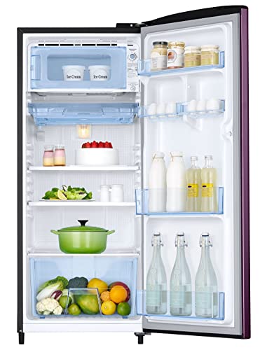 Image of Samsung 183 L, 3 Star, Digital Inverter, Direct-Cool Single Door Refrigerator (RR20C1723CR /HL, Red, Camellia Purple)