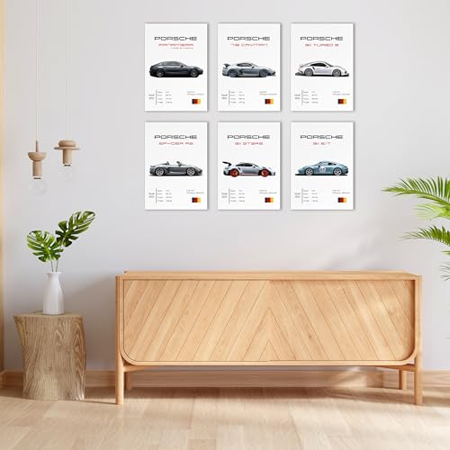 Image of Wall Art Posters, 20x30 cm (A4), Self-Adhesive Car Poster for Bedroom, Living Room, Office (Porsche)