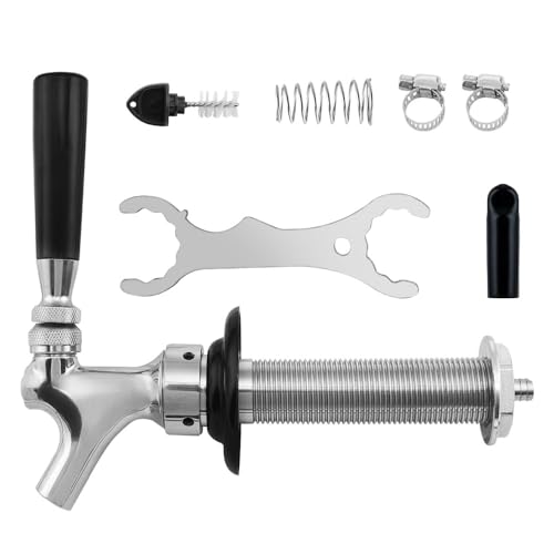 GANCOWISE Draft Beer Faucet Kit, Leak-Proof Beer Tap with Stainless Steel 4-1/8 Inch Shank and 5/16" Barb for Bars, Pubs, and Restaurants