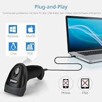 Eyoyo 2D Barcodeleser, Handheld Wired QR Barcode Scanner QR PDF417 Data Matrix Barcode Reader with USB Cable for PC Mac für Mobile Payment, Convenience Store – Ansicht 2