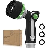 Garden Hose Nozzle Heavy Duty,Metal Water Hose Nozzle with 10 Adjustable Spray Patterns, High Pressure Hose Sprayer Nozzle Thumb Control On Off Valve for Lawn & Plant Watering, Car & Pet Washing