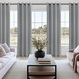 MRTREES Light Grey Curtains Blackout Curtains Bedroom 54 Drop 2 Panels Eyelet Thermal Curtain for Living Room Soft Texture Window Treatments for Kids 46x54 Inch 117x137 CM - Image 6