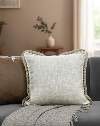 Image of Sofa Cushion Cover Cotton for Living Room Couch Soft Pillow Cover (Natural Jute, 16 inch x 16 inch)