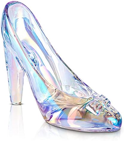 SHOWLOUE Cinderella Shoe Decor, Crystal High Heels Shoes Ornaments Glass Slipper Decoration Gift for Wedding Birthday Halloween Christmas Party, Colorful Transparent