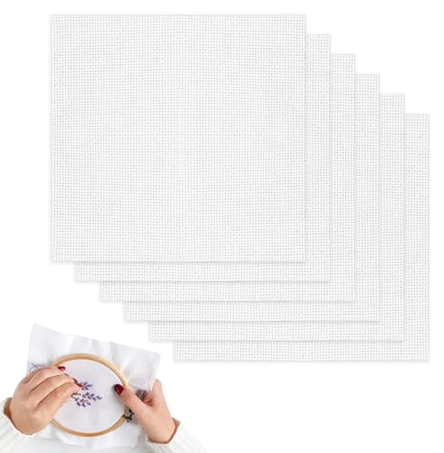 6 Pièces Tissu de Broderie Lin 30x30cm, Broderie Point de Croix Tissus pour Broderie Anti-Boulochage, Doux et Confortable pour Couture, Broderie, Housses de...