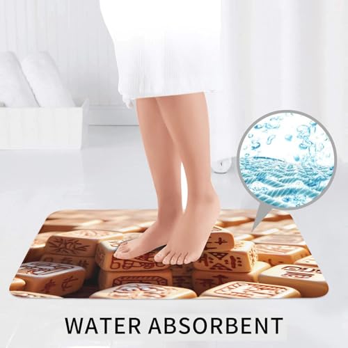 Tapis de salle de bain pour toilettes et coiffeuse imprimé mahjong