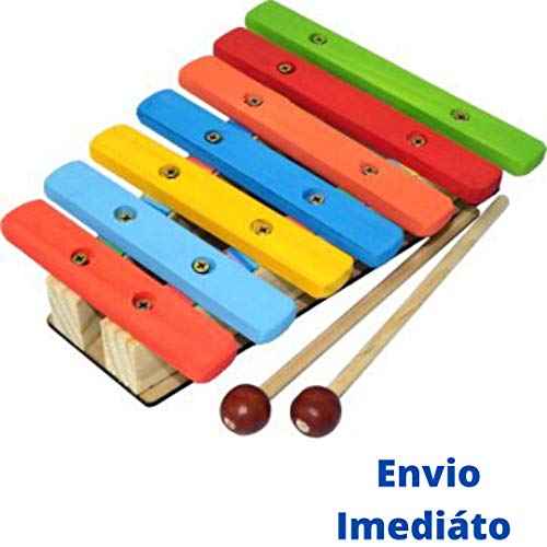 Xilofone Infantil Instrumento Musical Madeira Colorido.