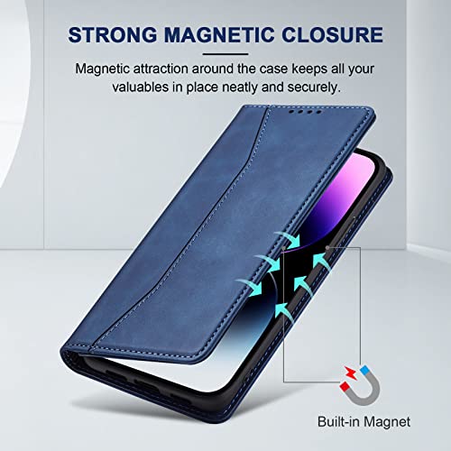 Image of Jasonyu Flip Wallet Case for iPhone 14 Pro Max 5G,Blue