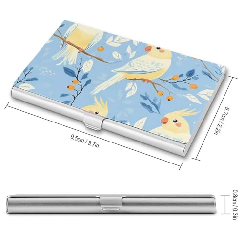 Cockatiels Birds Perched On Branches Business Card Holder Slim Credit Case Pocket Name Case Wallet for Men Women2