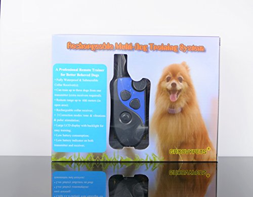 Groovypets 650 Yards Remote Dog Trainer Rechargeable Waterproof Shock Collar,10 Levels Static Stimulation,Intuitive Control Of Tone And Vibration (Two-Dog Trainer) #TOP5