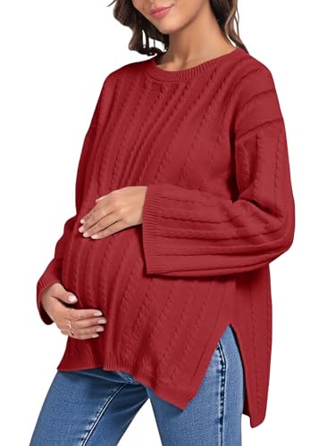 Saodimallsu - Saodimallsu Womens Maternity Sweater Tops Red - Stylish Pregnancy Wear - Best Deal on Amazon