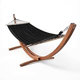Oviala Hamac sur Pied en Bois Noir