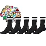 Globe calzini uomo carter crew socks 5 paia taglia unica 39/45 EU altezza metà polpaccio + 10stickers (IT, Testo, Taglia unica, Regular, Regular, black 5 paia e sticker)