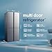 Fridgemaster MQ79394ES Freestanding American 4 Door Fridge Freezer 427L, Total No Frost, Inverter compressor, Silver, 64.3D x 79.4W x 181.6H cm, E Rated