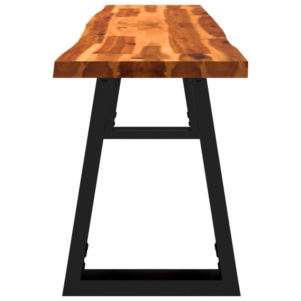 Banco de madera maciza de acacia con patas en U, 160 cm