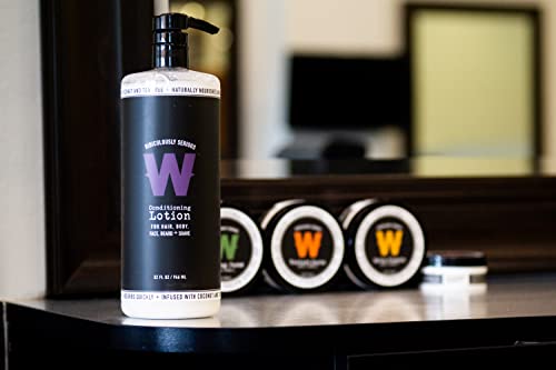 Woodlee’s By Men’s Ultimate Grooming – All In One Conditioning Lotion - Men’s Leave In Conditioner - Hair & Body Moisturizer – Shave And After Shave Lotion - Infused With Coconut Oil & Tea Tree Oil - Non Greasy (32 Oz) #TOP6
