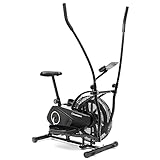 Philosophy Gym Upright Elliptical Trainer and Fan Bike - Stationary 2-in-1 Indoor Cycling Bike with Air Resistance System for Cardio Training Workout
