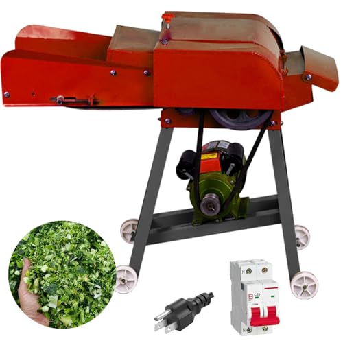 Image of TXMACHINE Lawn Mowers 800kg /h hay Cutter Machine Electric hay Cutter Silage Machine Grass Cutter for Chaff,Corn Straw,Grass,Wheat Straw with Miniature Circuit Breaker (220V /50HZ)