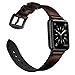 OUHENG Compatible with Apple Watch Band 49mm/46mm/45mm/44mm/42mm, Sweatproof Leather and Rubber Hybrid Band for iWatch Ultra 2/1 Series 10 9 8 7 6 5 4 3 2 1 SE, Chocolate Brown/Black