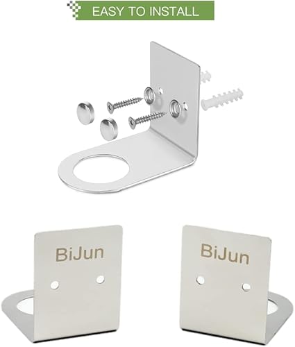 Miniatura 10 de BiJun Soporte dispensador de botellas de jabón montado en la pared, soporte dispensador de botellas de mano para colgar champú, estante de pie,