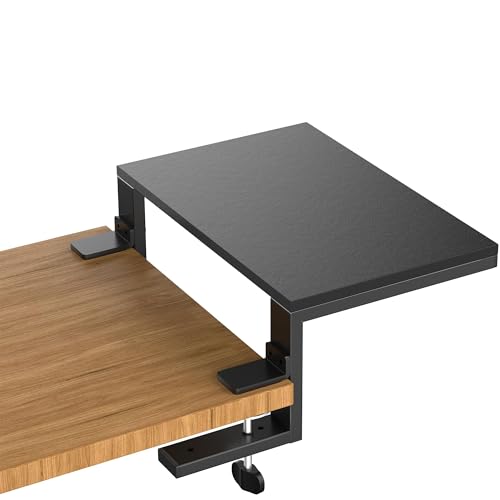 ARES WING Clamp-On Desk Extender & Monitor Shelf – 15" Space Booster, Freestanding or Clamp Mount, Holds 44 lbs, No Drill Desktop Organizer for Office/Gaming, Black