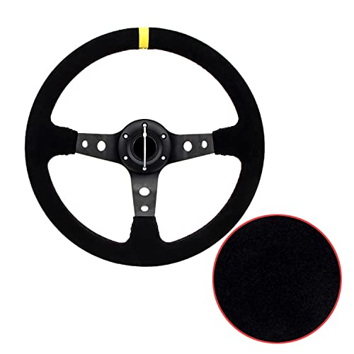 aleawol Motorsport Lenkrad Universelles Sportlenkrad Auto 14 Zoll 350mm 6 Schrauben Grip Rennsport Lenkrad Drift für Automodifikation Nachahmung Rennlenkrad, Schwarz