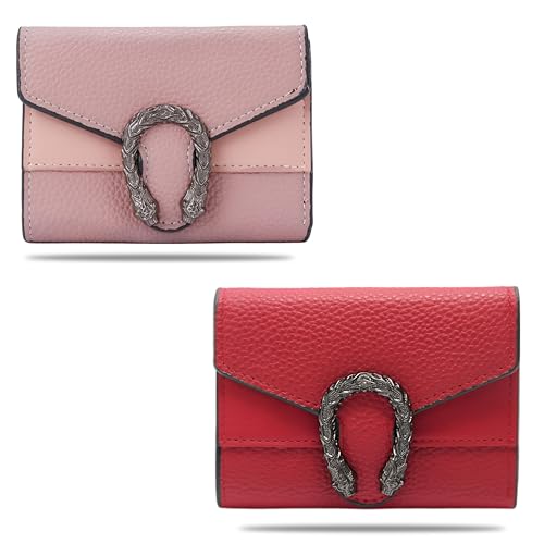 Image of Kraptick Women s Wallet Stylish Compact Purse Clutch with Card & Coin Holder Debit Card Organizer, Travel Wallet & Money Organizer for Women with 8 Card Slots (Pink & Red) (Combo of 2)