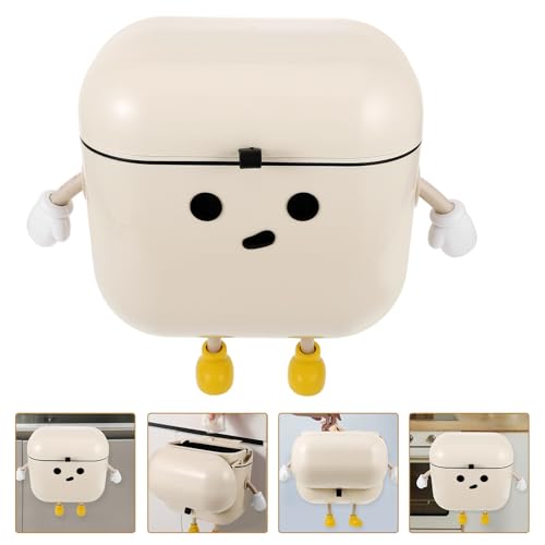 Caneca de basura colgante de pared 9l con tapa beige miniatura 7
