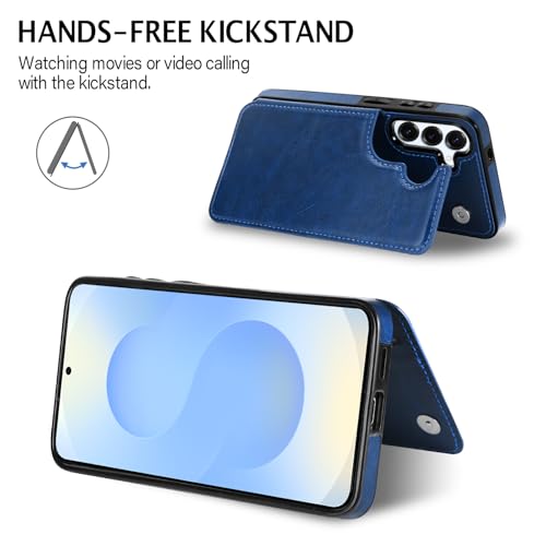 Aoksow Wallet Case for Galaxy S25 Plus 5G, Premium PU Leather Case with Card Holder Kickstand Slim Protective Flip Cover for Samsung Galaxy S25 Plus 6.7 Inch (Blue) by Aoksow - Used condition - Image 5