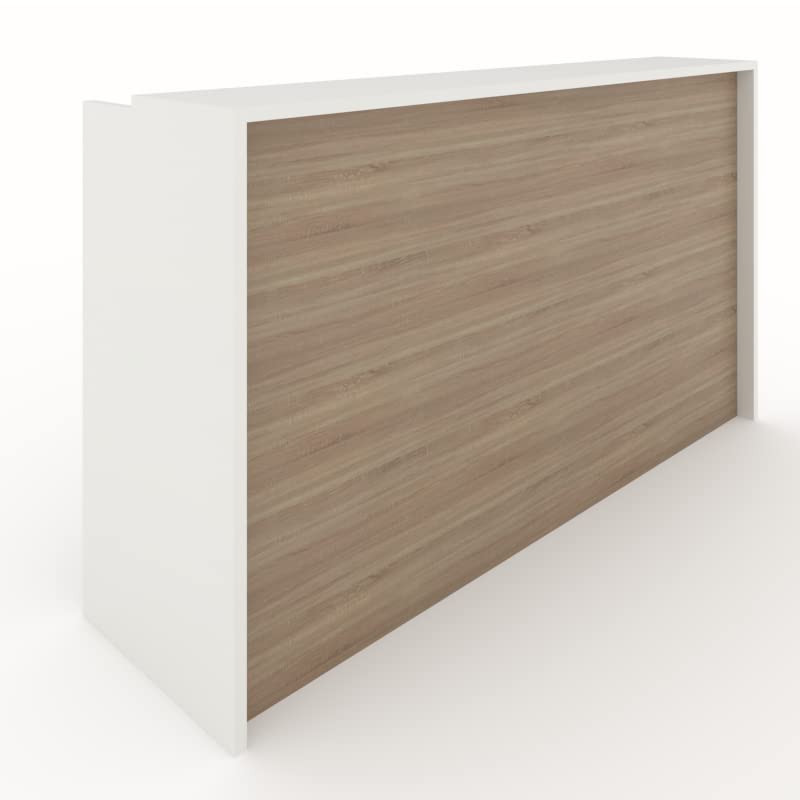 MOSTRADOR de Recepción y Oficina. Fácil Montaje. Laminado con Frontal Color Olmo DE 25mm DE Grosor. Fabricado EN ESPAÑA. Envio a Toda la Península. (125x105x50)