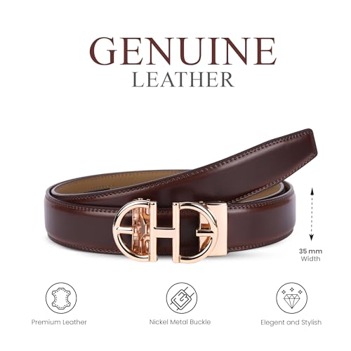 Image of Genuine Leather Belt for Men Formal & Casual Wear - Belts for Men Leather Original, Durable Buckle - Belt for Man - Gift for Husband, Father, Friend
