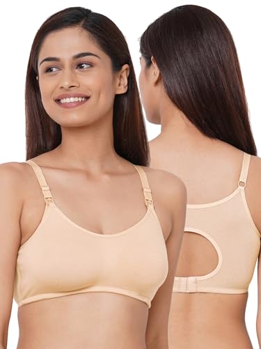 Image of Inner Sense Organic Cotton Bamboo Nursing Bra for Women I Non Padded Feeding Bra with Keyhole Back Design and Wire Free I Maternity Innerwear with Full Coverage