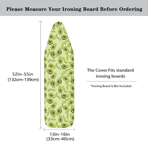Image of Novelty Ironing Board Cover, Cute Avocado Print 15x54 Ironing Board Cover, Stain Resistant and Non Slip, Elastic Edges,Fashion Home Decoration