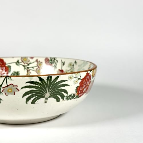 Image of SNS Palm Jumeirah Deep Serving Bowl | Premium Curry, Salad & Snacks Bowl | Semi-Matt Floral Dinnerware for Oats Pasta Fruits & Desserts | Tableware for Gifting (Deep Bowl, 1 Piece)