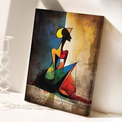 Affiche Picasso en peinture à l'huile avec design géométrique audacieux pour mur de salon
