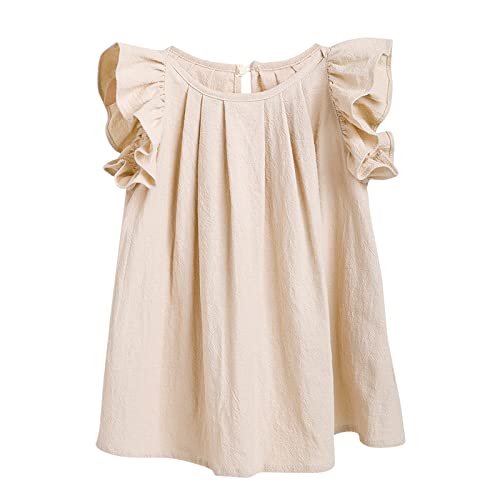 Yanmucy Toddler Cotton Dress Baby Girls Summer Beach Ruffle Beige Dresses 6-24 Months (As1, Age, 18_Months, 24_Months, Beige) #TOP4