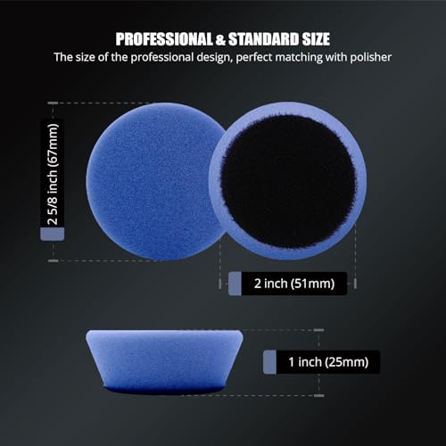 Image of SPTA PRO Blue Mini High-Cut Foam Polishing Pad Sets, 5Pcs 2inch /50mm Sponge Polishing Buffing Pads, Car Foam Detail Polishing Pad Kit for Car Detail Polishing, Small Area Polishing -FF202-5