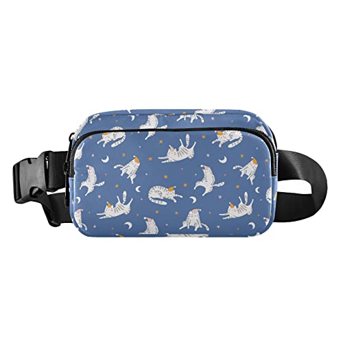 Riñonera de cintura para hombres y mujeres, bolsa de cinturón de gato y luna para perros, caminar, correr, ciclismo, senderismo, viajes, entrenamiento con correa ajustable, A113, Bolsillo para paquete